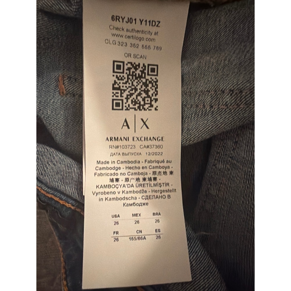 Armani Exchange J01 Super Skinny Distressed Blue Jeans Womens Size 26 6RYJ01 - Picture 6 of 11